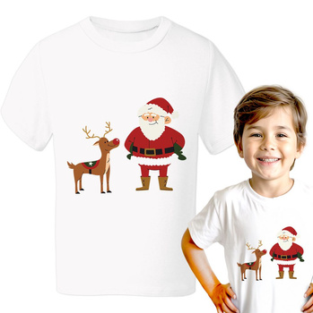 Mikołaj z reniferem Koszulka chłopięca dziecięca prezent