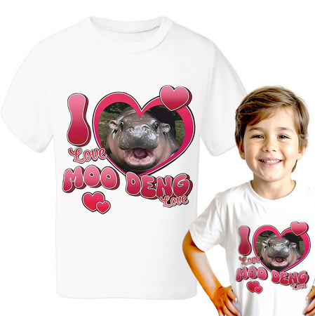 I love moo deng love Koszulka chłopięca dziecięca prezent