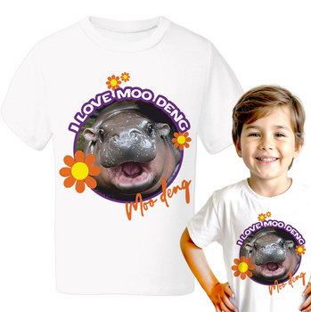 I love moo deng love Koszulka chłopięca dziecięca prezent