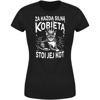 Za każdą silną kobietą stoi jej kot Koszulka damska prezent