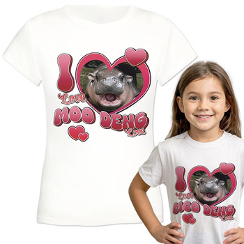 I love moo deng love Koszulka dziewczęca dziecięca prezent