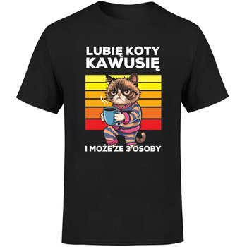 Lubię koty kawusię i może ze 3 osoby Koszulka męska prezent