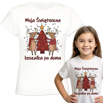 Moja świąteczna koszulka po domu Koszulka dziewczęca dziecięca prezent